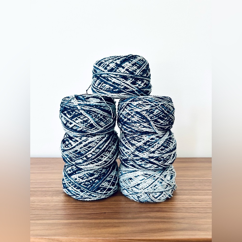 Hand-Dyed Indigo Yarn Bamboo Ramie Cotton Lot of 7 Weaving Crochet Knitting